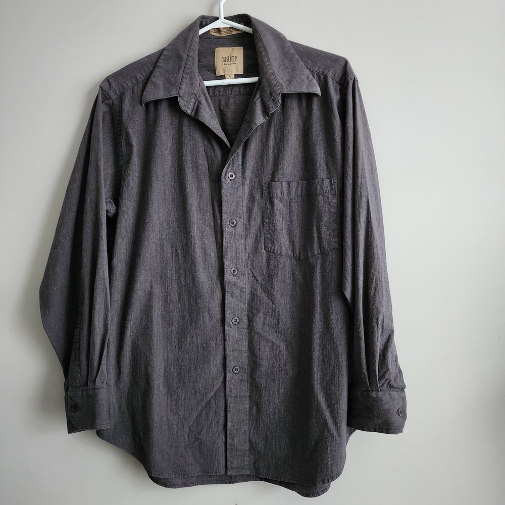 Pastime by Arrow Gray Long Sleeve Button Up Shirt Mens Size 16 32/33 Work Casual